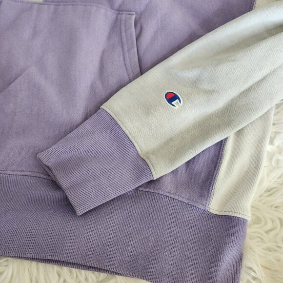 Y2K Champion Uo Exclusive Men's Large Purple Colorblock Hoodie Sweatshirt - Picture 10 of 16